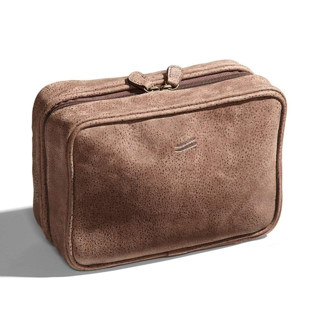 Leather hanging toiletry case